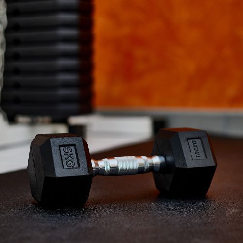 TREXO Hex HXD50 5 kg gumuoti hanteliai