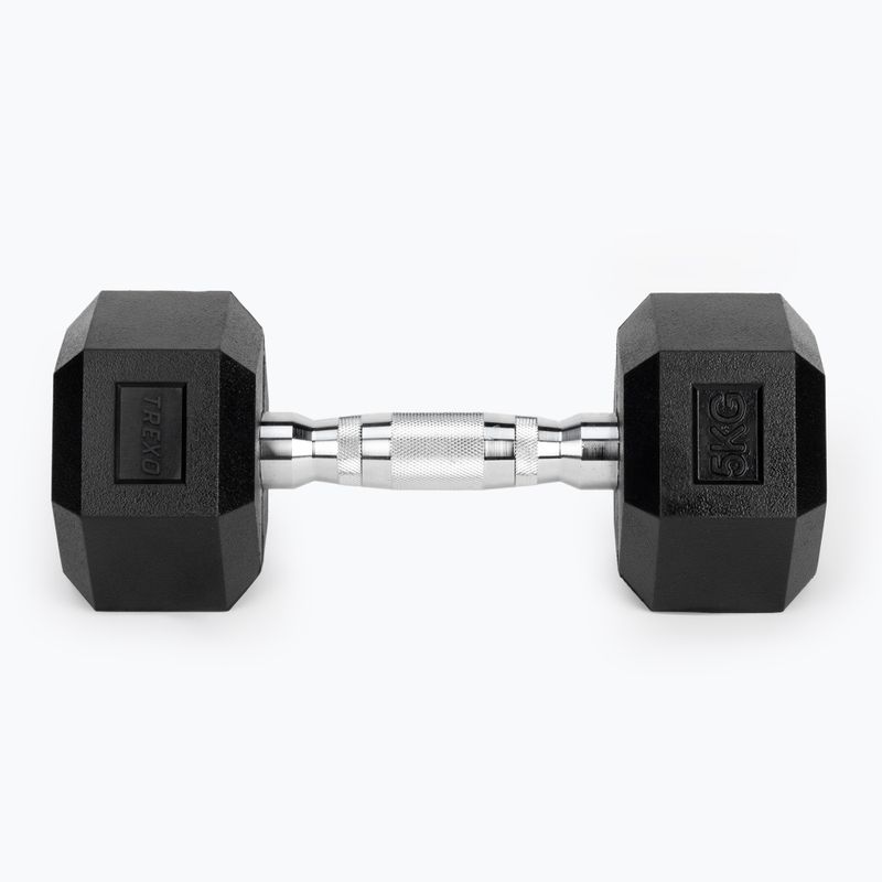 TREXO Hex HXD50 5 kg gumuoti hanteliai 4