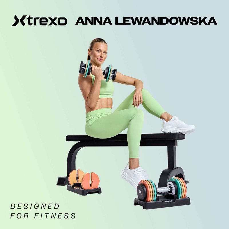Treniruočių suoliukas XTREXO BenchFit Lite su stovu ir štanga juodas 2