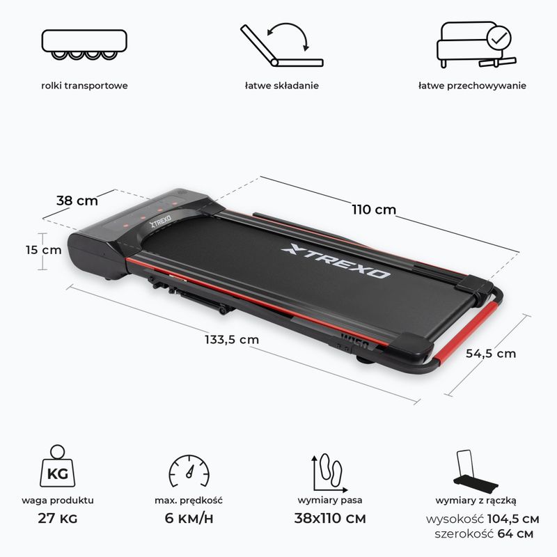 Elektrinis bėgimo takelis XTREXO Walking Pad W150 juodas 3