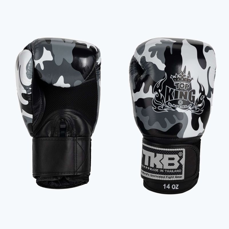 Top King Muay Thai Empower pilkos bokso pirštinės TKBGEM-03A-GY